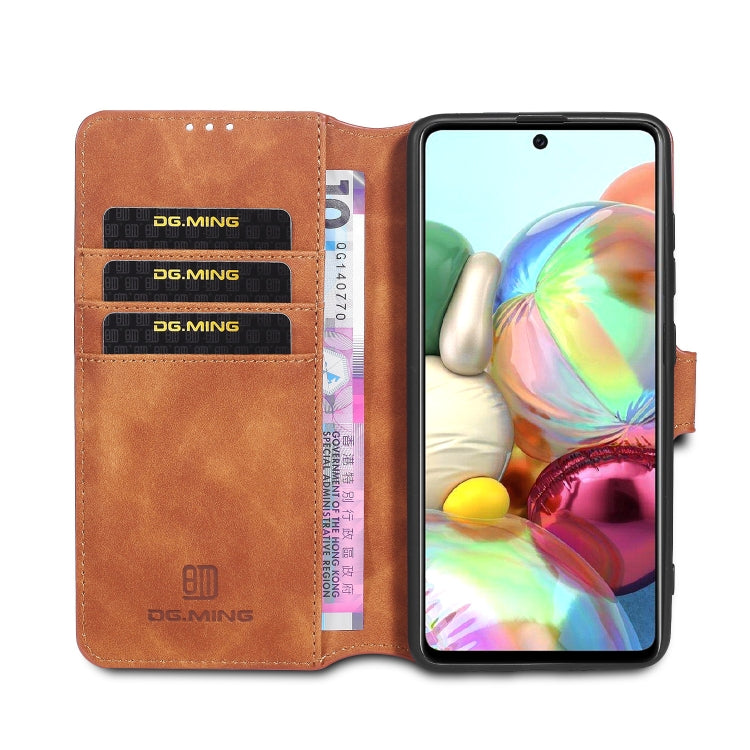 DG.MING Retro Oil Side Horizontal Flip Case with Holder & Card Slots & Wallet, Compatible with Samsung Galaxy A51 5G