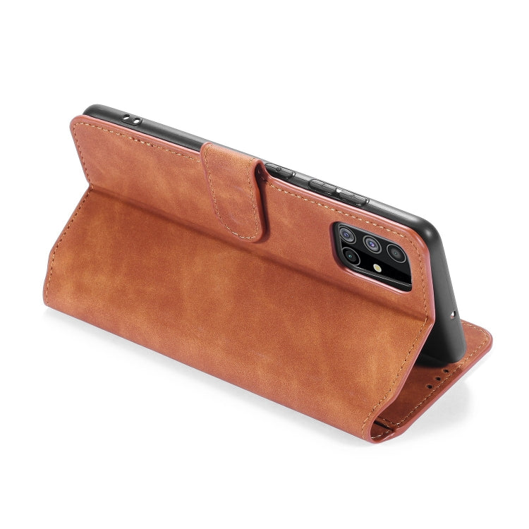 DG.MING Retro Oil Side Horizontal Flip Case with Holder & Card Slots & Wallet, Compatible with Samsung Galaxy A51 5G