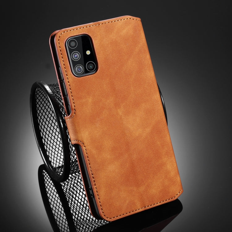 DG.MING Retro Oil Side Horizontal Flip Case with Holder & Card Slots & Wallet, Compatible with Samsung Galaxy A51 5G