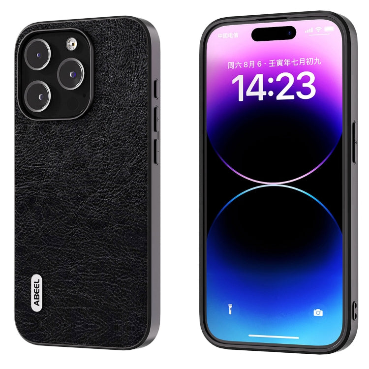 ABEEL Retro Litchi Texture PU Phone Case, Compatible with iPhone 15 Pro Max