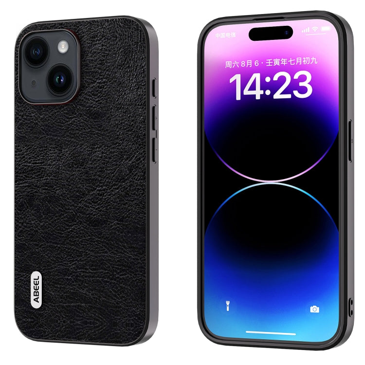 ABEEL Retro Litchi Texture PU Phone Case, Compatible with iPhone 15 Plus