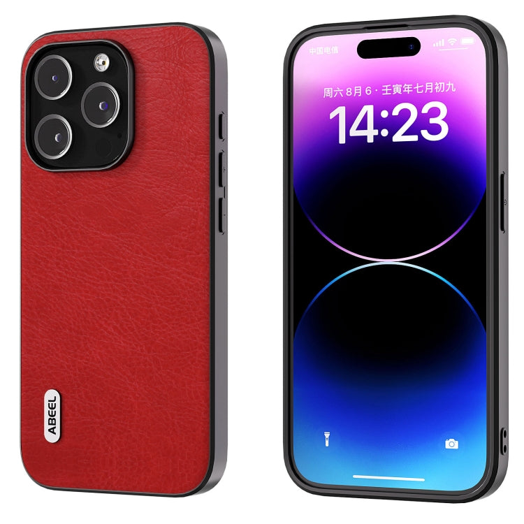 ABEEL Retro Litchi Texture PU Phone Case, Compatible with iPhone 14 Pro