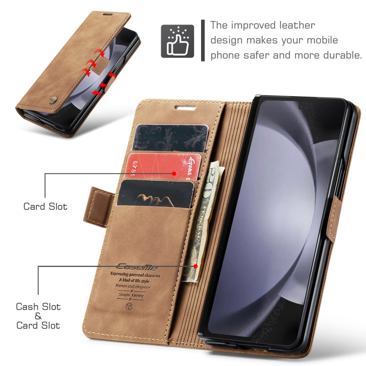 CaseMe-013 Multifunctional Retro Frosted Leather Phone Case, Compatible with Samsung Galaxy Z Fold5