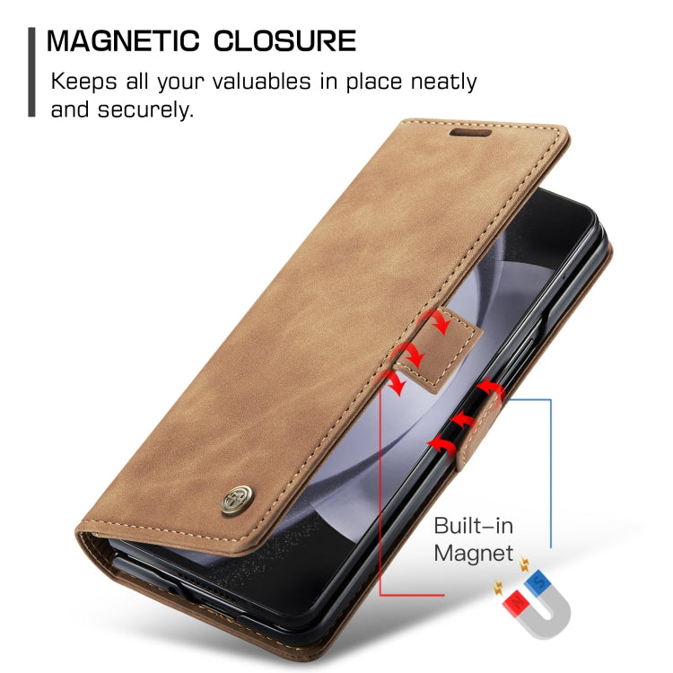 CaseMe-013 Multifunctional Retro Frosted Leather Phone Case, Compatible with Samsung Galaxy Z Fold5