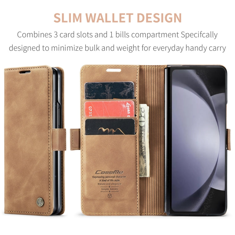 CaseMe-013 Multifunctional Retro Frosted Leather Phone Case, Compatible with Samsung Galaxy Z Fold5