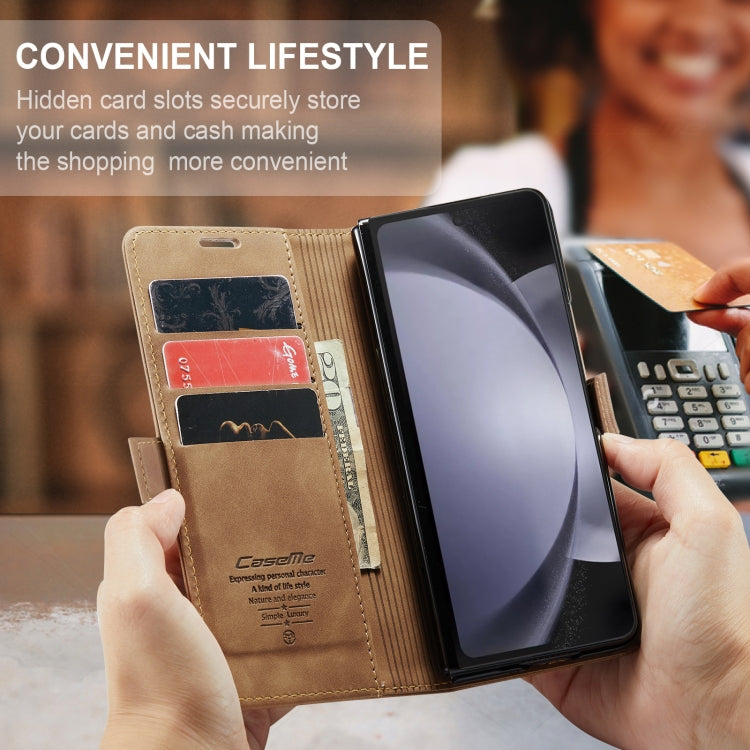 CaseMe-013 Multifunctional Retro Frosted Leather Phone Case, Compatible with Samsung Galaxy Z Fold5