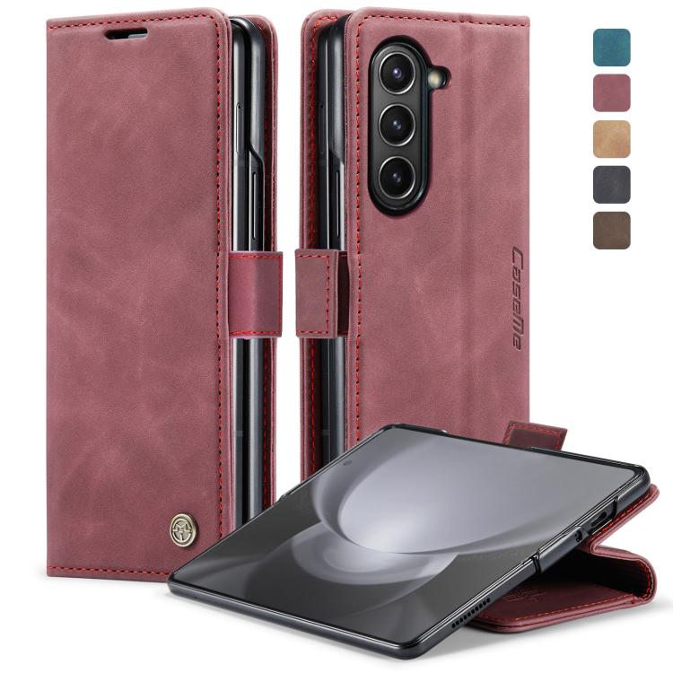 CaseMe-013 Multifunctional Retro Frosted Leather Phone Case, Compatible with Samsung Galaxy Z Fold5