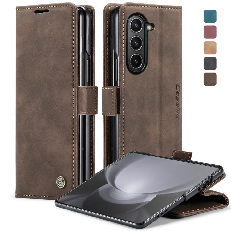 CaseMe-013 Multifunctional Retro Frosted Leather Phone Case, Compatible with Samsung Galaxy Z Fold5