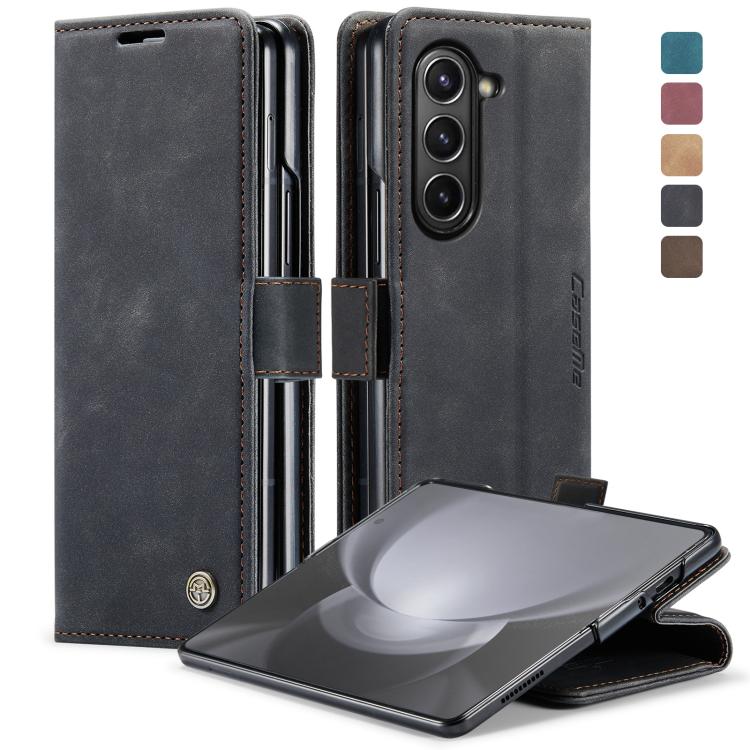CaseMe-013 Multifunctional Retro Frosted Leather Phone Case, Compatible with Samsung Galaxy Z Fold5