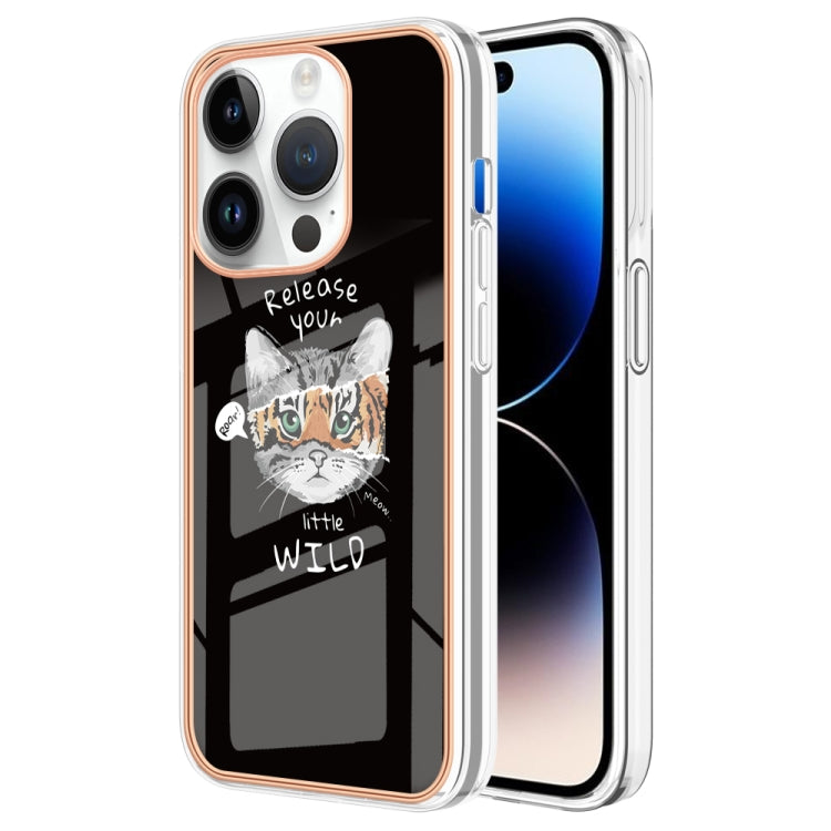 Electroplating Marble Dual-side IMD Phone Case, For iPhone 15 Pro