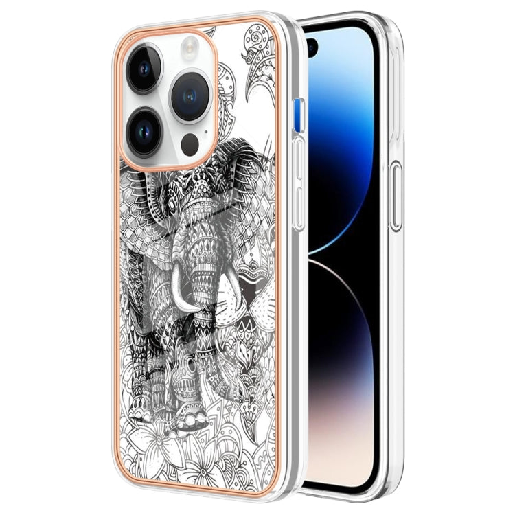Electroplating Marble Dual-side IMD Phone Case, For iPhone 15 Pro Max