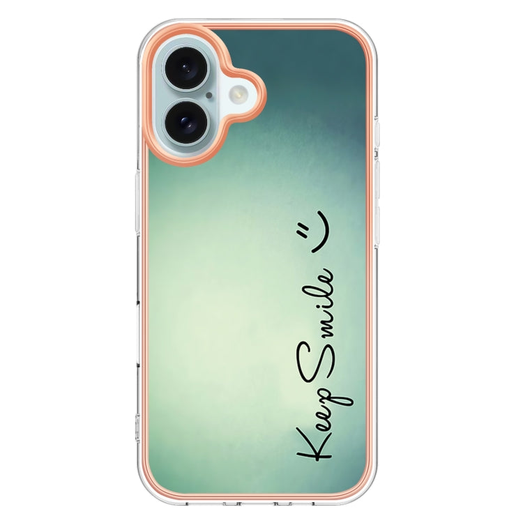 Electroplating Marble Dual-side IMD Phone Case, For iPhone 16 Plus
