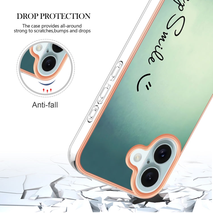 Electroplating Marble Dual-side IMD Phone Case, For iPhone 16 Plus