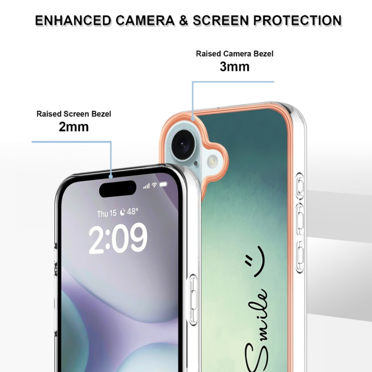 Electroplating Marble Dual-side IMD Phone Case, For iPhone 16 Plus