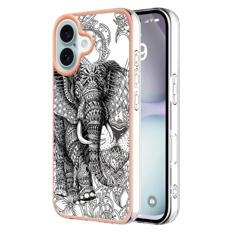Electroplating Marble Dual-side IMD Phone Case, For iPhone 16