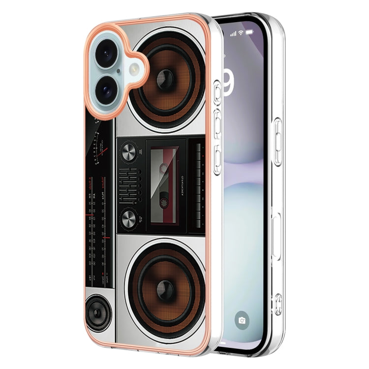 Electroplating Marble Dual-side IMD Phone Case, For iPhone 16