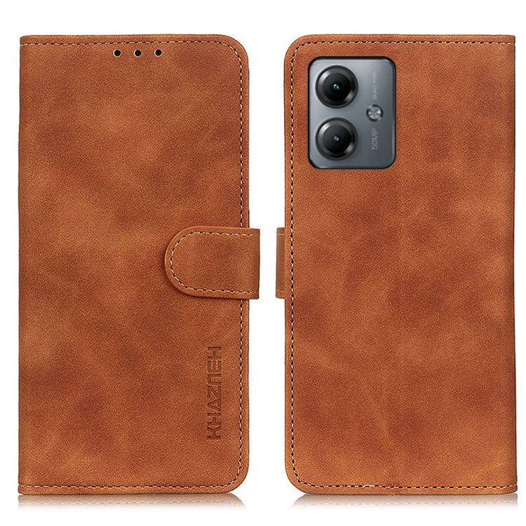 KHAZNEH Retro Texture Leather Phone Case, Compatible with Motorola Moto G14 4G