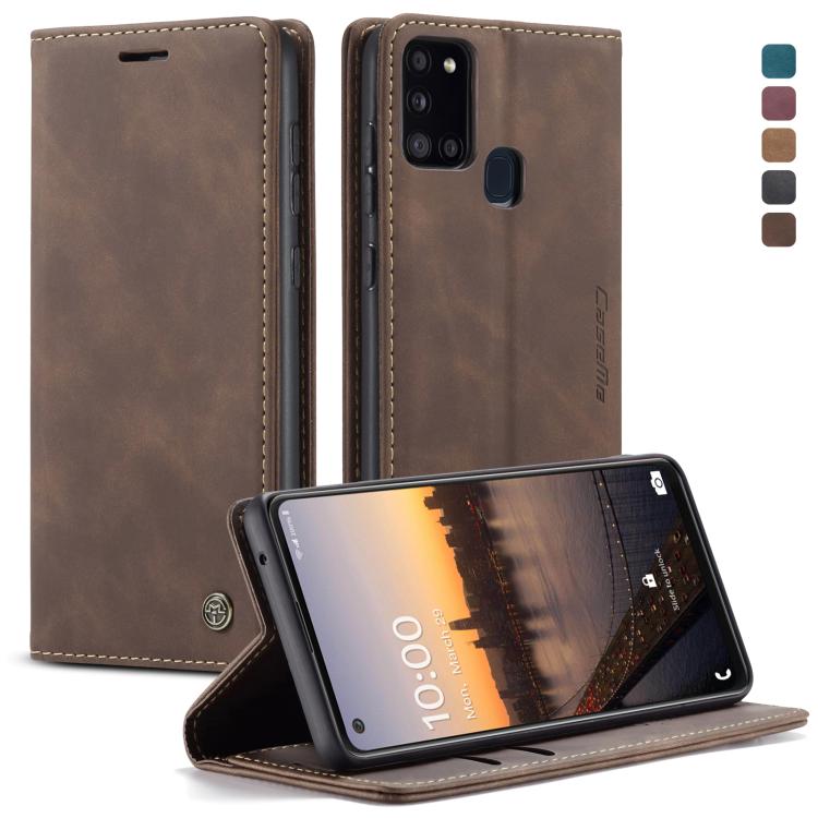 CaseMe-013 Multifunctional Retro Frosted Horizontal Flip Leather Case with Card Slot & Holder & Wallet, Compatible with Samsung Galaxy A21S