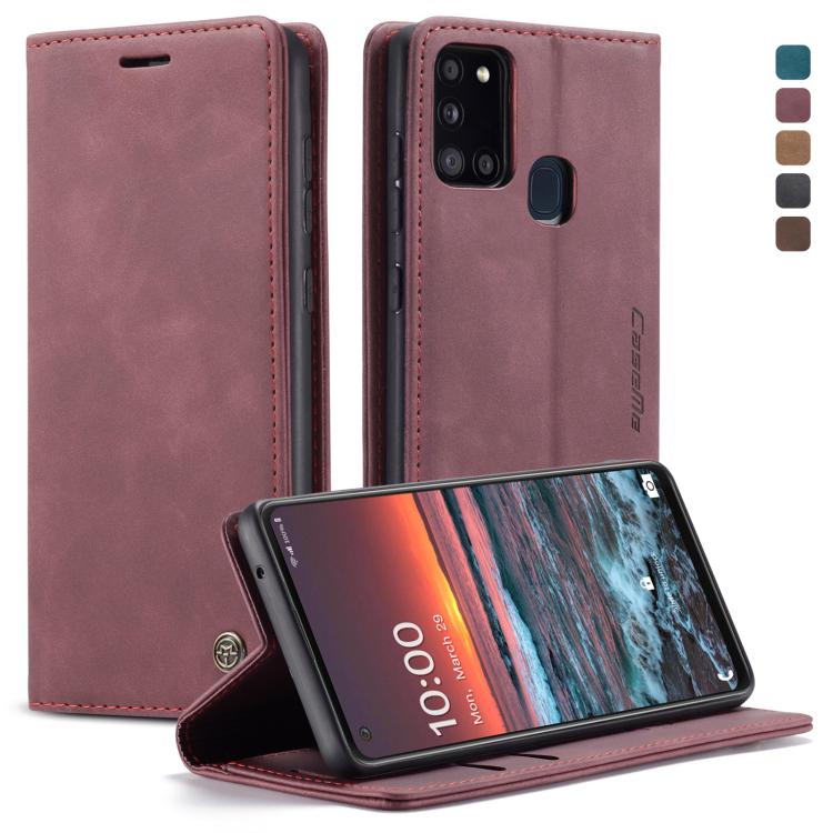 CaseMe-013 Multifunctional Retro Frosted Horizontal Flip Leather Case with Card Slot & Holder & Wallet, Compatible with Samsung Galaxy A21S