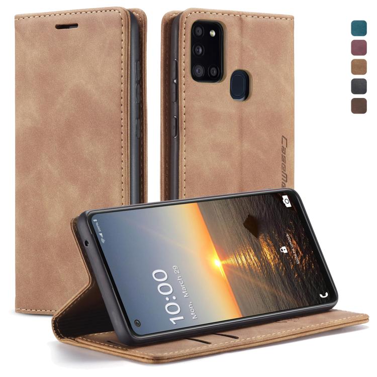CaseMe-013 Multifunctional Retro Frosted Horizontal Flip Leather Case with Card Slot & Holder & Wallet, Compatible with Samsung Galaxy A21S