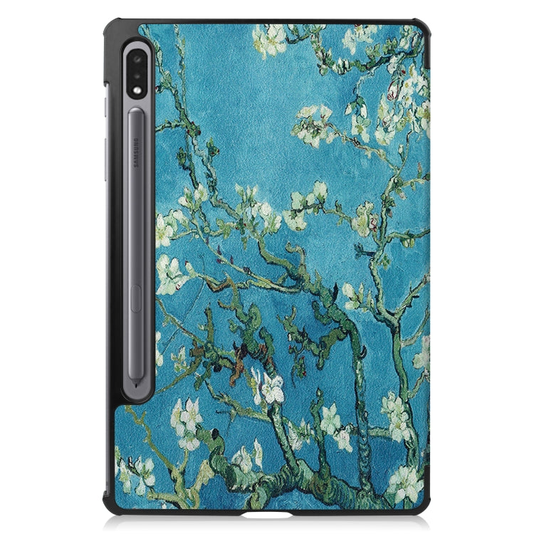 Colored Drawing Pattern Horizontal Flip Leather Case with Three-folding Holder & Sleep / Wake-up Function, For Samsung Galaxy Tab S7 T870