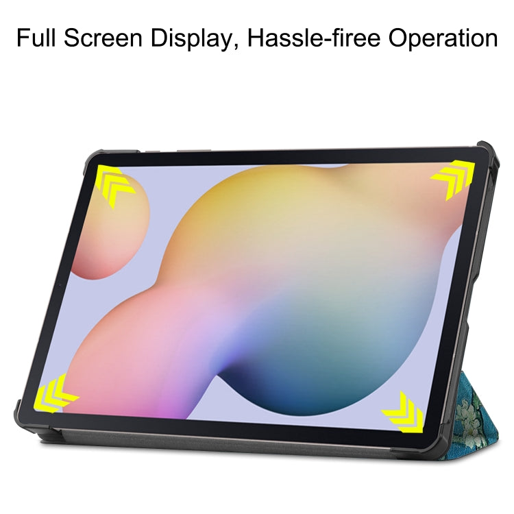 Colored Drawing Pattern Horizontal Flip Leather Case with Three-folding Holder & Sleep / Wake-up Function, For Samsung Galaxy Tab S7 T870