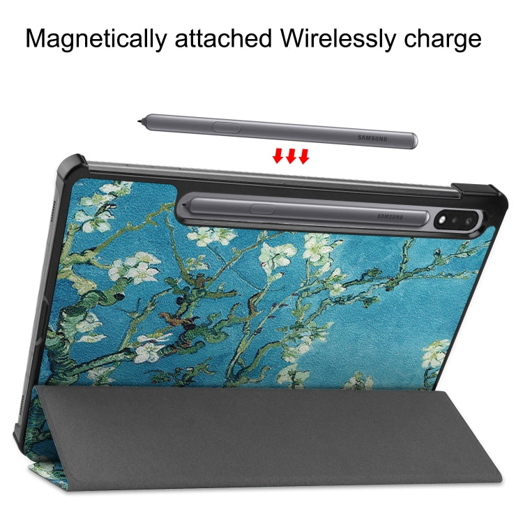 Colored Drawing Pattern Horizontal Flip Leather Case with Three-folding Holder & Sleep / Wake-up Function, For Samsung Galaxy Tab S7 T870