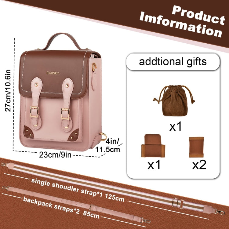 Cwatcun D81 Retro Camera Crossbody Bag Vintage PU Leather Waterproof Camera Handbag