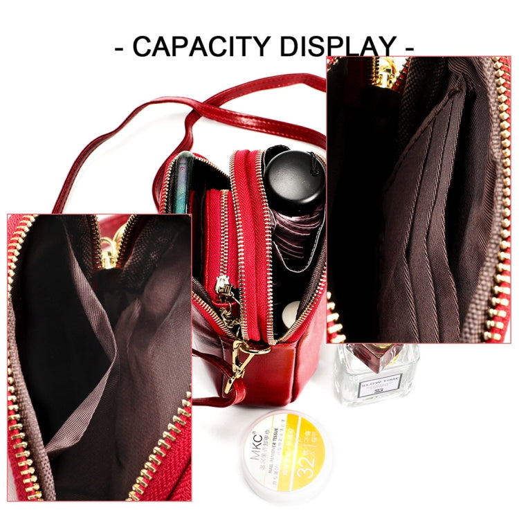 6062 Lady Retro Oil Wax Leather Shoulder Bag Small Phone bag, 6062 Red