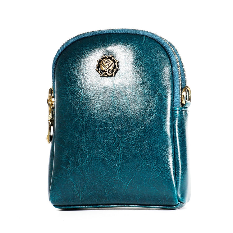 6062 Lady Retro Oil Wax Leather Shoulder Bag Small Phone bag, 6062 Blue