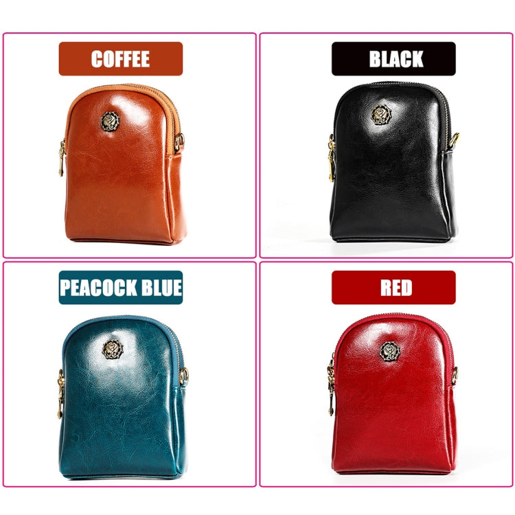 6062 Lady Retro Oil Wax Leather Shoulder Bag Small Phone bag, 6062 Blue