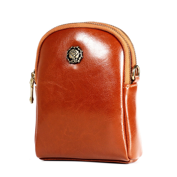 6062 Lady Retro Oil Wax Leather Shoulder Bag Small Phone bag, 6062 Brown