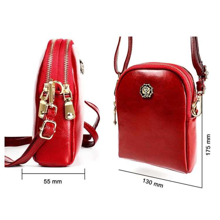 6062 Lady Retro Oil Wax Leather Shoulder Bag Small Phone bag, 6062 Brown
