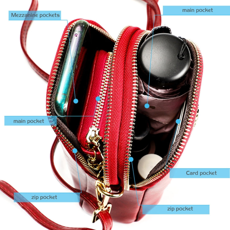 6062 Lady Retro Oil Wax Leather Shoulder Bag Small Phone bag, 6062 Black
