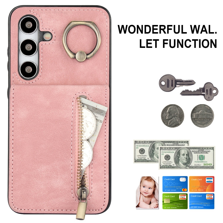 Retro Ring and Zipper RFID Card Slot Phone Case