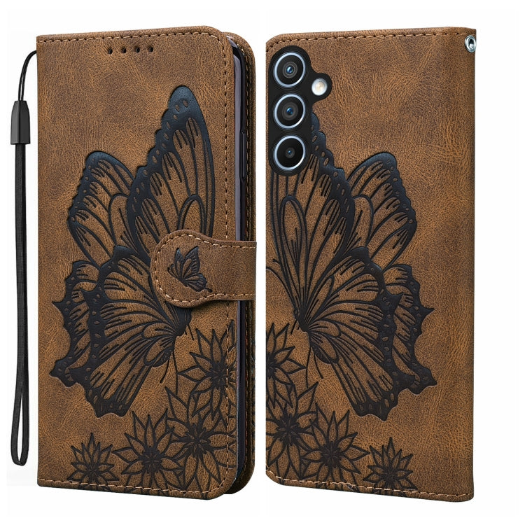 Retro Skin Feel Butterflies Embossing Horizontal Flip Leather Phone Case, Compatible with Samsung Galaxy A55 5G