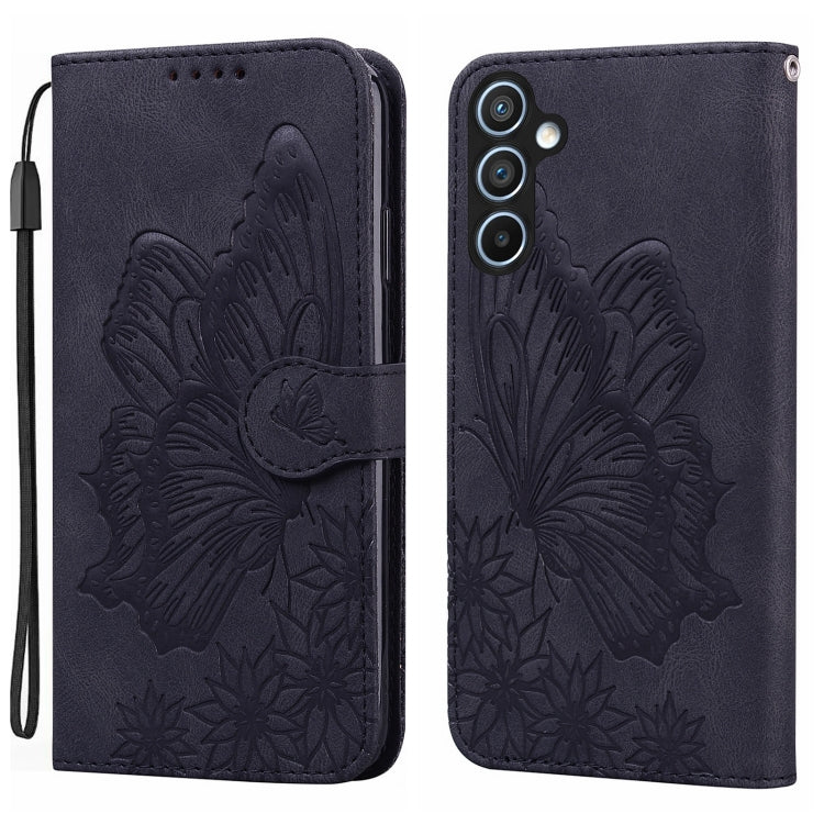 Retro Skin Feel Butterflies Embossing Horizontal Flip Leather Phone Case, Compatible with Samsung Galaxy A35 5G
