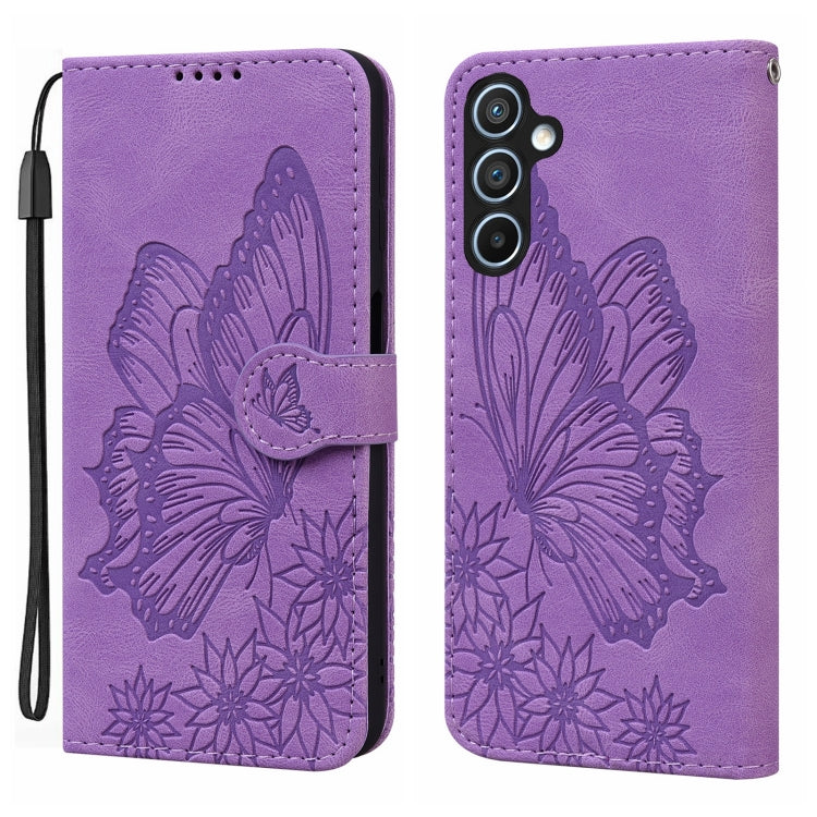 Retro Skin Feel Butterflies Embossing Horizontal Flip Leather Phone Case, Compatible with Samsung Galaxy A35 5G