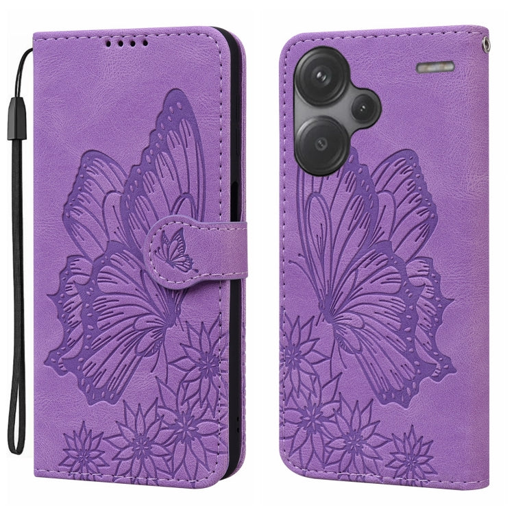 Retro Skin Feel Butterflies Embossing Horizontal Flip Leather Phone Case