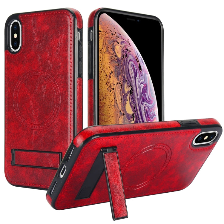 Retro Leather Invisible Stand MagSafe Phone Case