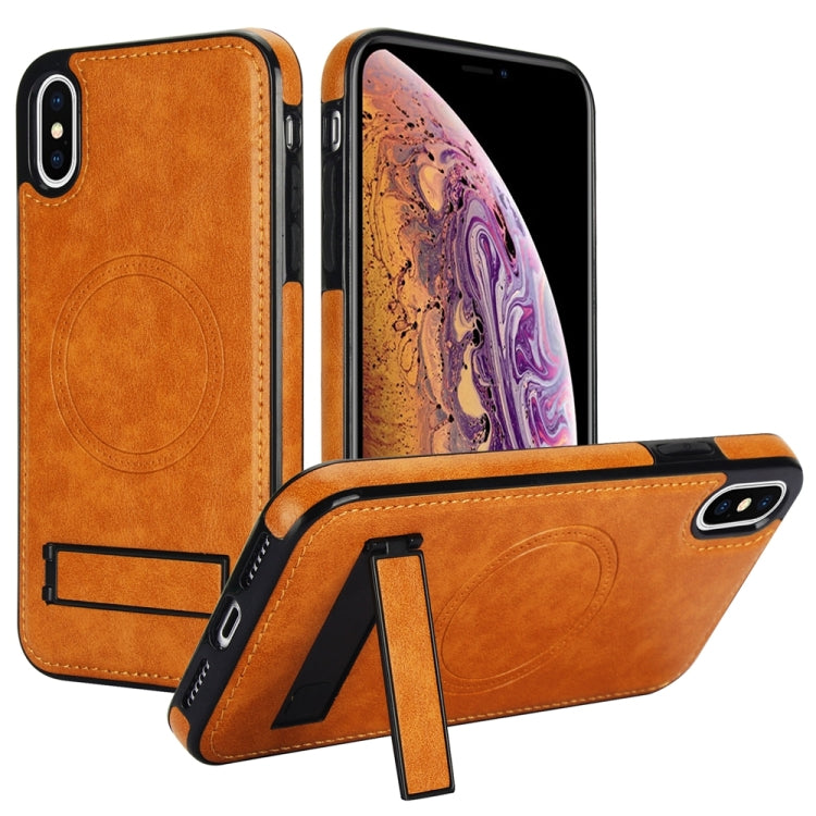 Retro Leather Invisible Stand MagSafe Phone Case