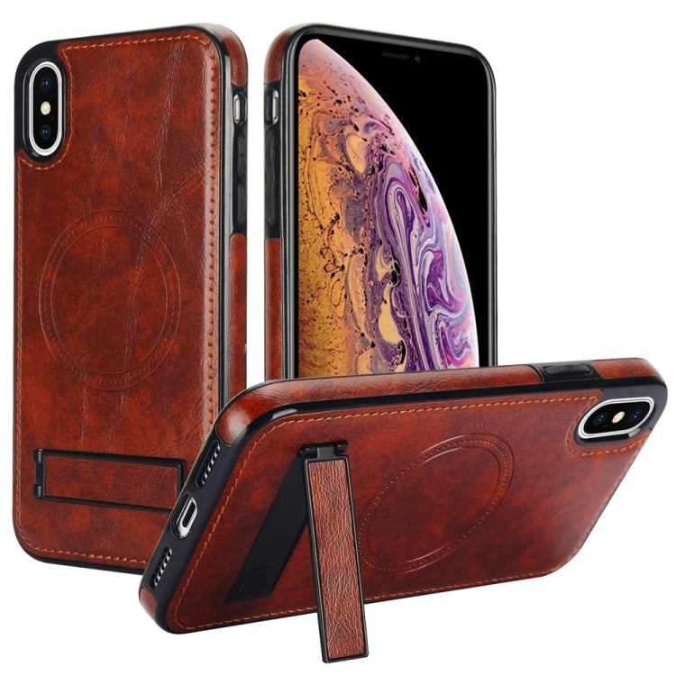 Retro Leather Invisible Stand MagSafe Phone Case