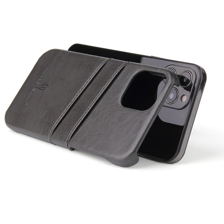 Fierre Shann Retro Oil Wax Texture PU Leather Case with Card Slots, Compatible with iPhone 12 / 12 Pro