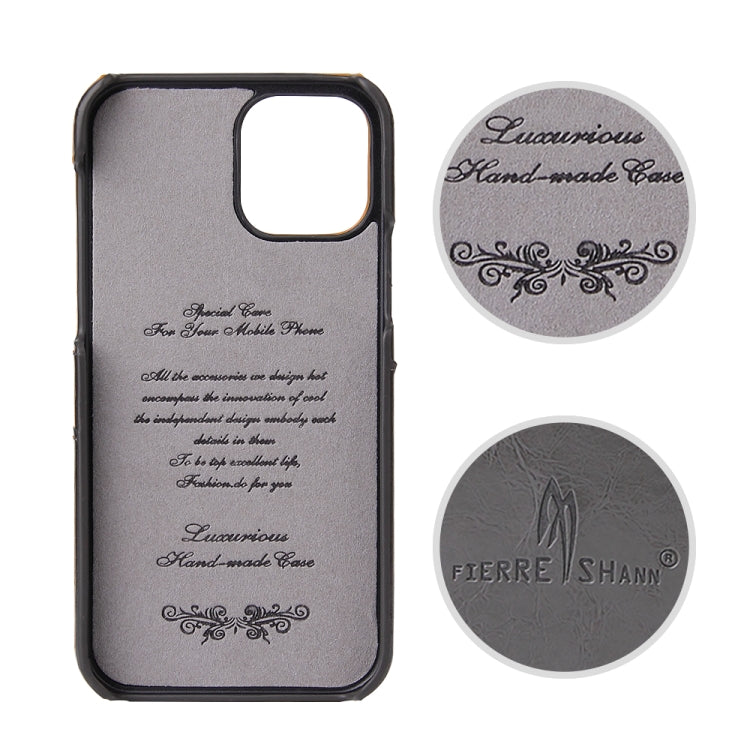 Fierre Shann Retro Oil Wax Texture PU Leather Case with Card Slots, Compatible with iPhone 12 mini