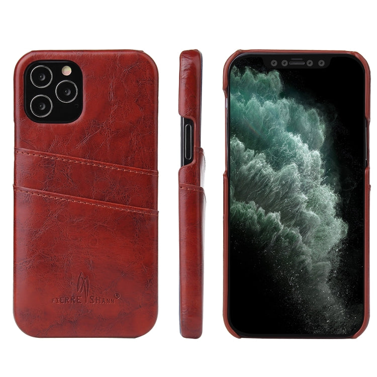 Fierre Shann Retro Oil Wax Texture PU Leather Case with Card Slots, Compatible with iPhone 12 mini