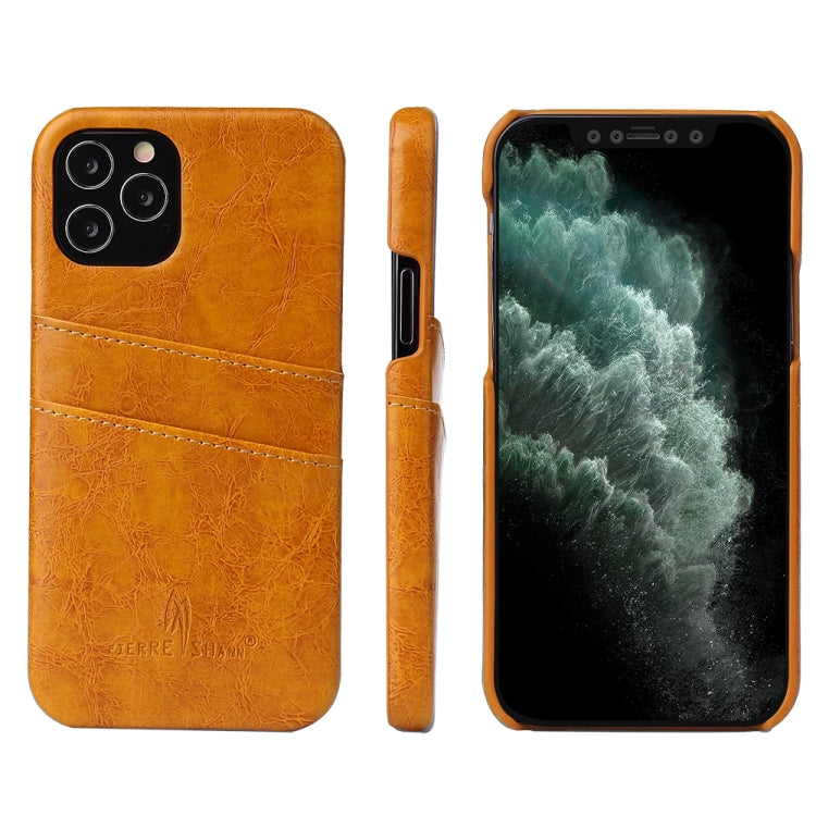 Fierre Shann Retro Oil Wax Texture PU Leather Case with Card Slots, Compatible with iPhone 12 mini