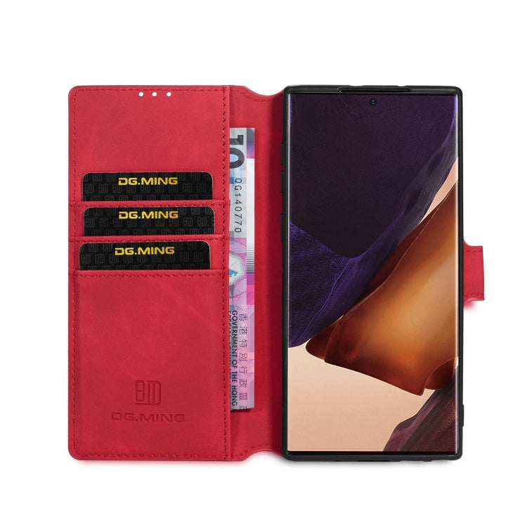 DG.MING Retro Oil Side Horizontal Flip Case with Holder & Card Slots & Wallet, Compatible with Samsung Galaxy Note20 Ultra