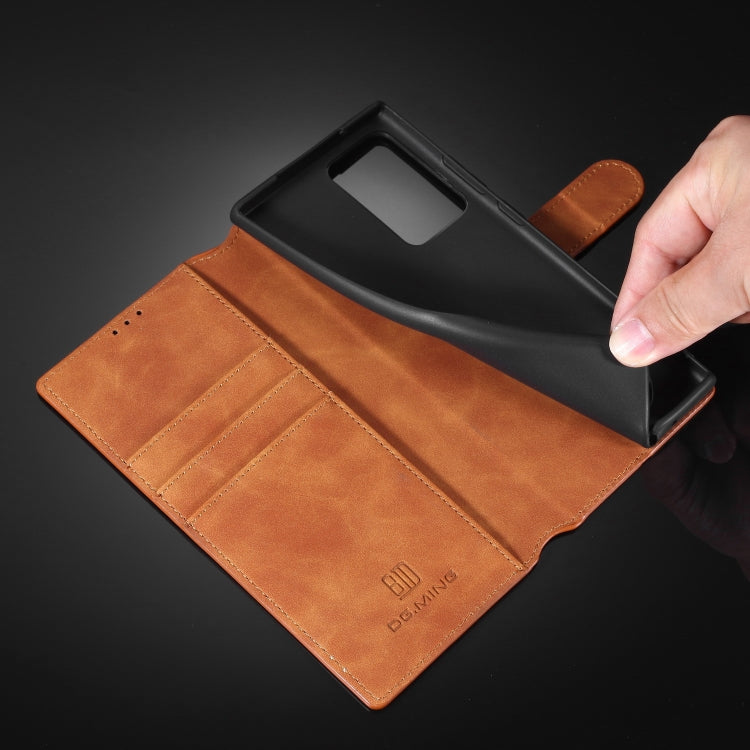 DG.MING Retro Oil Side Horizontal Flip Case with Holder & Card Slots & Wallet, Compatible with Samsung Galaxy Note20 Ultra