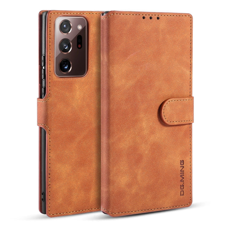 DG.MING Retro Oil Side Horizontal Flip Case with Holder & Card Slots & Wallet, Compatible with Samsung Galaxy Note20 Ultra