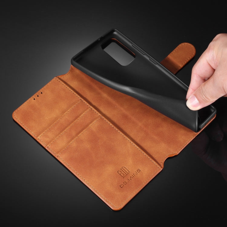 DG.MING Retro Oil Side Horizontal Flip Case with Holder & Card Slots & Wallet, Compatible with Samsung Galaxy Note20